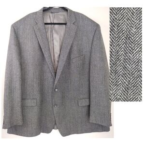 Ralph Ralph Lauren Gray/Navy Chevron Pattern 2 button Wool Sport Coat Sz 58 L